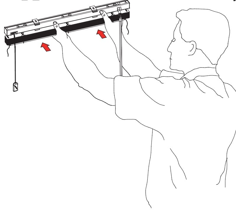 Place the blind in the already installed hanging brackets